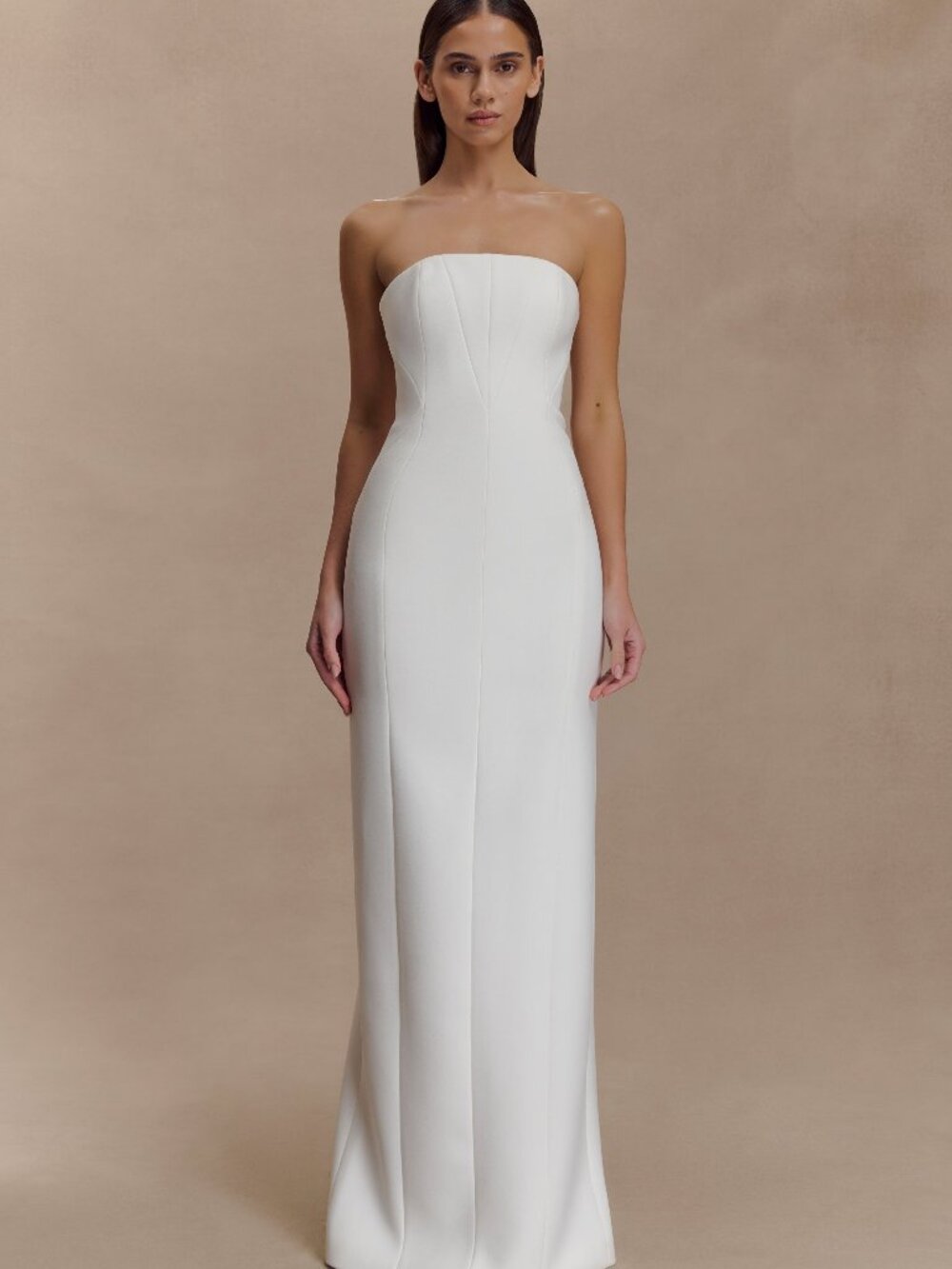 Meshki Kalila Strapless Crepe Maxi Dress White XS